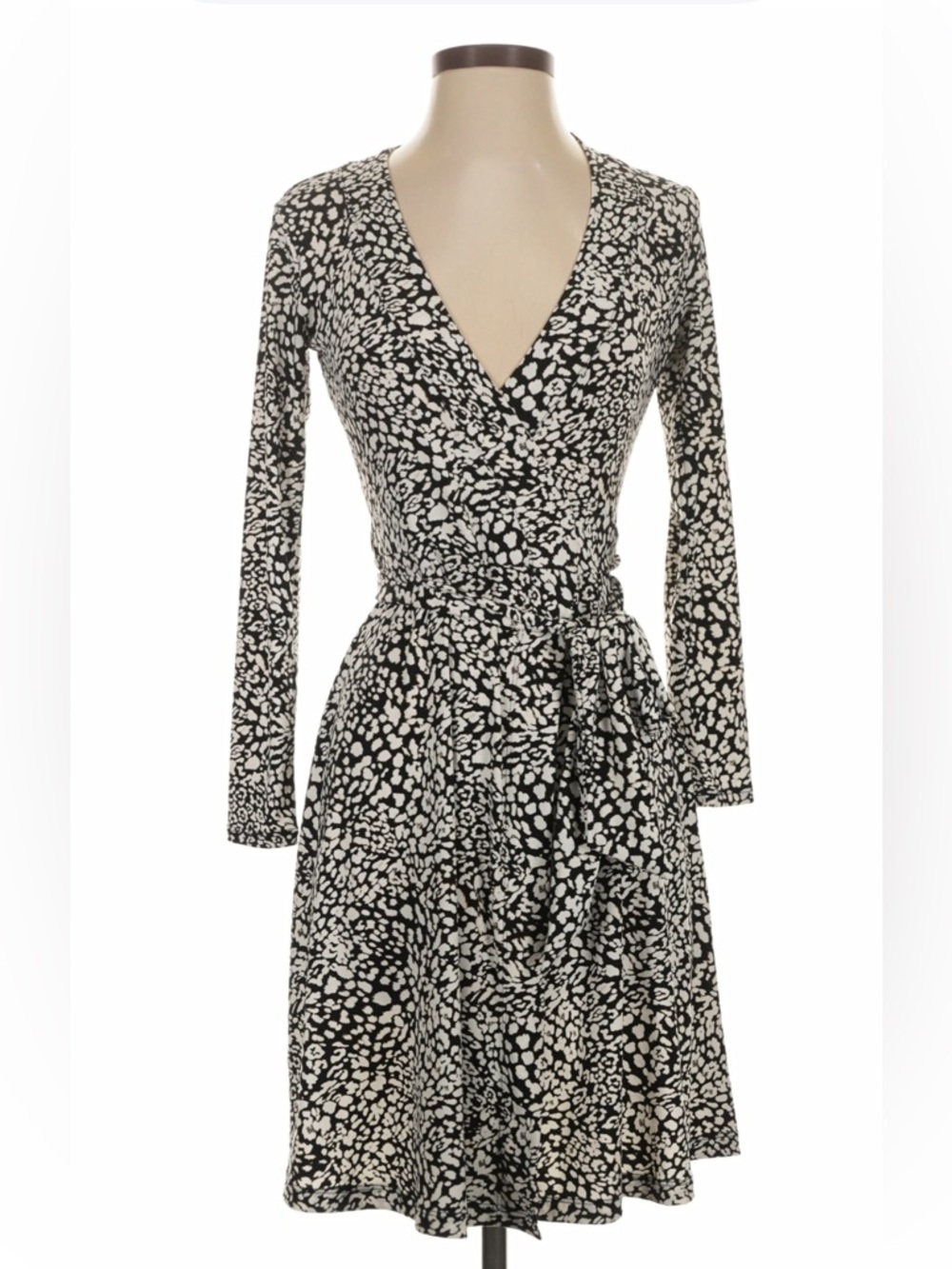 Banana Republic Black and White Printed Wrap Midi Dress
